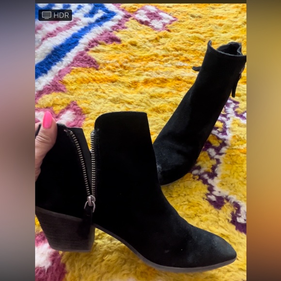 Like new, size 9, Frye ankle booties with pointed (scuffed toe). Black suede - Picture 5 of 6